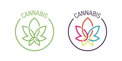 Two Cannabis leaf sign logo Illustration on white
