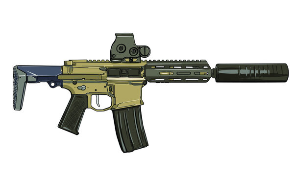 AR 15 Q Honey Badger SBR Colored Illustration
