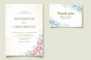 Fototapeta na wymiar Elegant watercolor wedding invitation floral design