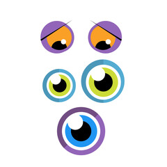 bundle set eye cute monster cartoon style alien