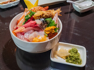 Close up shot of raw Sashimi