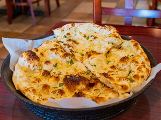 Close up shot of Indian style Grilled Naan