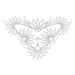 coloring book page. flower petals, flower petals illustration isolated on white background