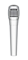 Sliver retro microphone isolated on white background with clipping path