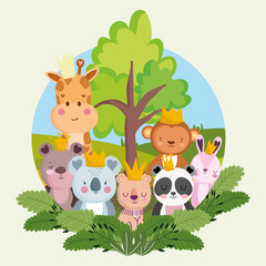 cute jungle animals cartoon