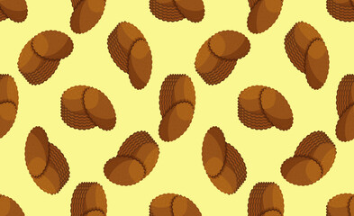 Food seamless pattern made from traditional Swedish and scandinavian Christmas pepparkakor. Vector illustration in the cartoon style. 