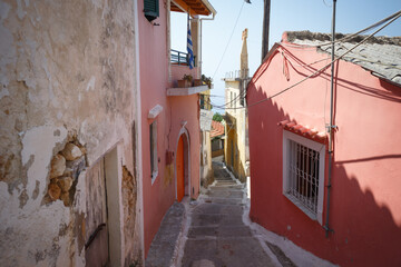 streets of the old small town on the island of Corfu