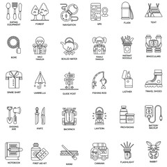 outline Backpacker camp Elements, Thin Line and Pixel Perfect Icons