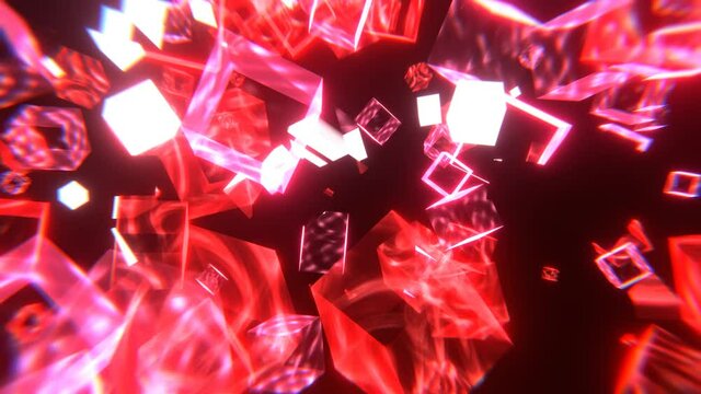 キューブ VJ キラキラ 透明 赤 レンズ歪み [ループ対応] [別Verあり]