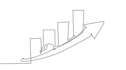 Animated self drawing of single continuous line draw young worker running fast on increasing arrow sign. Professional businessman work ethic. Minimalism concept. Full length one line animation. - Powered by Adobe