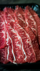 Raw fresh meat Ribeye closeup