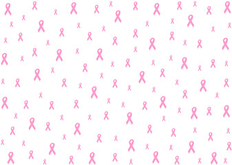 Repetition of pink ribbon symbol for text background that voices peace, concern for humanity. 