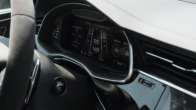 Speedometer and tachometer fast car. automobile speed dashboard when driving accelerate. 