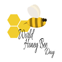 World Honey Bee Day, beneficial insect concept for poster or banner