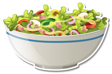 Salad bowl sticker on white background