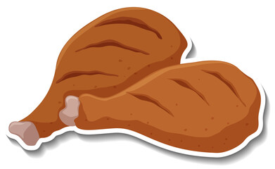 Fried chicken sticker on white background