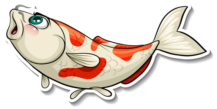 Koi carp fish cartoon sticker