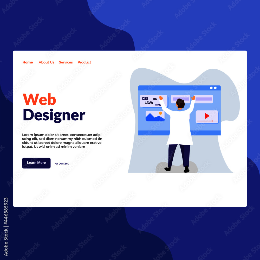 Wall mural landing page template of web designer. modern flat design concept of web page design for website and