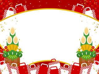 福袋と門松　広告テンプレート