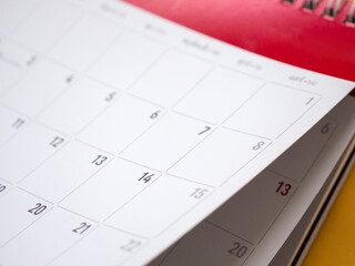 Abstract blur calendar page flipping sheet close up background business schedule planning appointment meeting concept