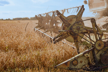 Harvester working in the field
