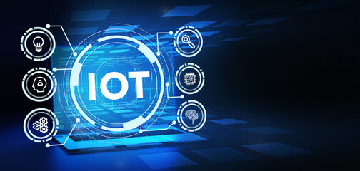 Internet of things - IOT concept. Businessman offer IOT products and solutions.