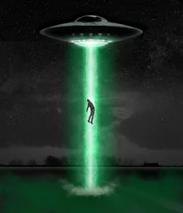 Foto op Canvas Man wordt ontvoerd door UFO © michaklootwijk
