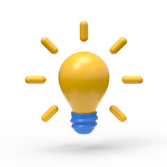 3d yellow light bulb icon