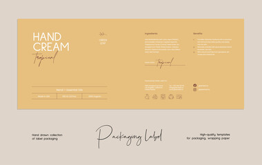 Hand drawn line art cosmetics vector label design template. Beauty illustration of elegant signs and badges for beauty, natural cosmetics, wellness, creative agency, fashion, wedding