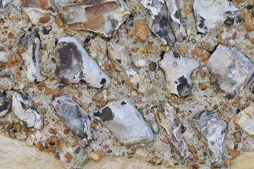 Detail of the flint walls of Sompting, Saxon Church in Sussex