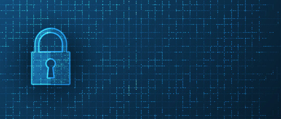 internet digital security technology concept for business background. Lock on circuit board