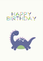 Birthday card with cute dinosaurs