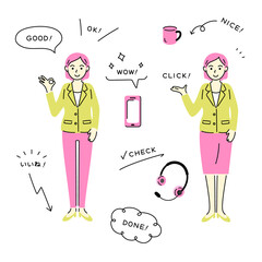 ビジネスウーマン・アイコンセット