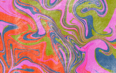 Abstract wavy vibrant facture. Splashed liquid paints. Psychedelic trippy effect. Distortion. Creative graphic design. Colorful artistic illustration. Digital art. Wallpapers for desktop.