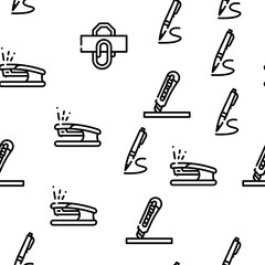 Stationery Equipment Vector Seamless Pattern Thin Line Illustration