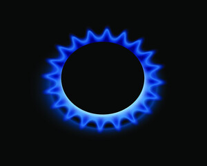 Gas fire isolated on black background