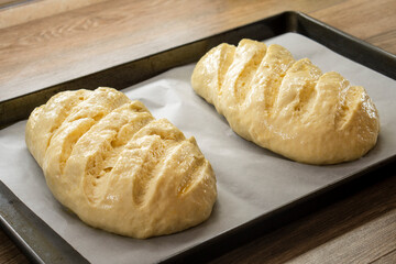 Yeast dough for bread. Making homemade bread.raw dough