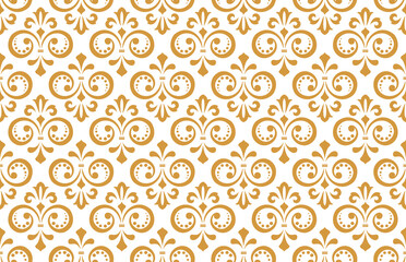 Flower geometric pattern. Seamless vector background. White and gold ornament