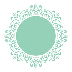 Decorative frame Elegant vector element for design in Eastern style, place for text. Floral green and white border. Lace illustration for invitations and greeting cards