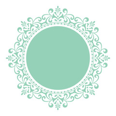 Decorative frame Elegant vector element for design in Eastern style, place for text. Floral green and white border. Lace illustration for invitations and greeting cards