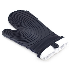 silicone oven mitt black with a loop for hanging
