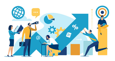 Fototapeta premium Business vector illustration. The team. Teamwork.