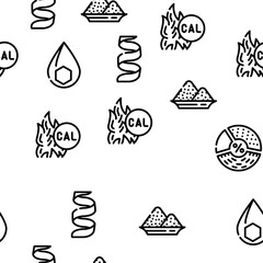 Nutrition Facts Diet Vector Seamless Pattern Thin Line Illustration