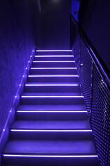 Blue stairs with led light