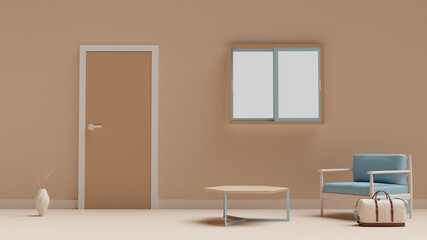 Obraz premium 3D rendering of a modern minimalistic corridor