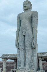 Fototapeta na wymiar Statue of Gomateshwsara (Bahubali ) located in Karkala, Mangalore, Karnataka, India