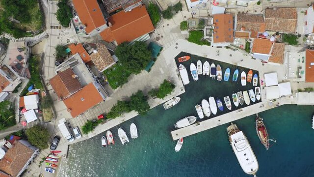 Aerial view of Valun, a town in Cres Island, the Adriatic Sea in Croatia