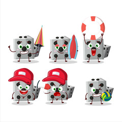 Happy Face white dice new cartoon character playing on a beach