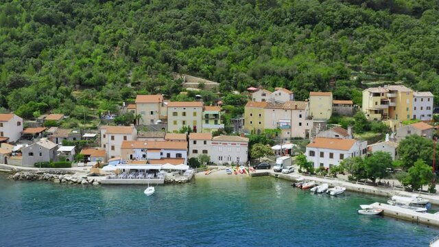 Aerial view of Valun, a town in Cres Island, the Adriatic Sea in Croatia