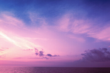 Seascape in the fantastic evening light. Sunset over the sea with beautiful dramatic sky and sun rays
